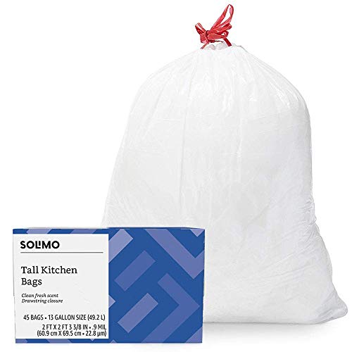 Solimo Tall Kitchen Drawstring Trash Bags