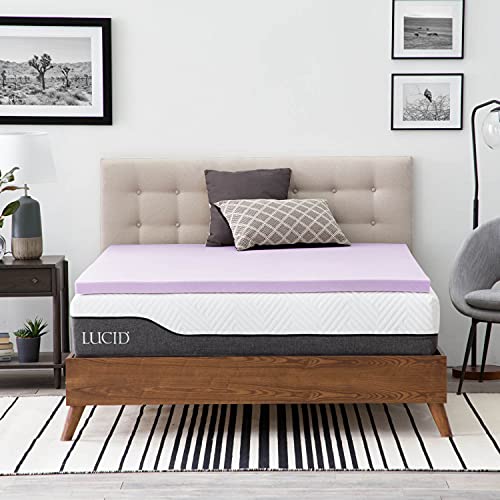LUCID 3 Inch Lavender Infused Memory Foam Mattress Topper